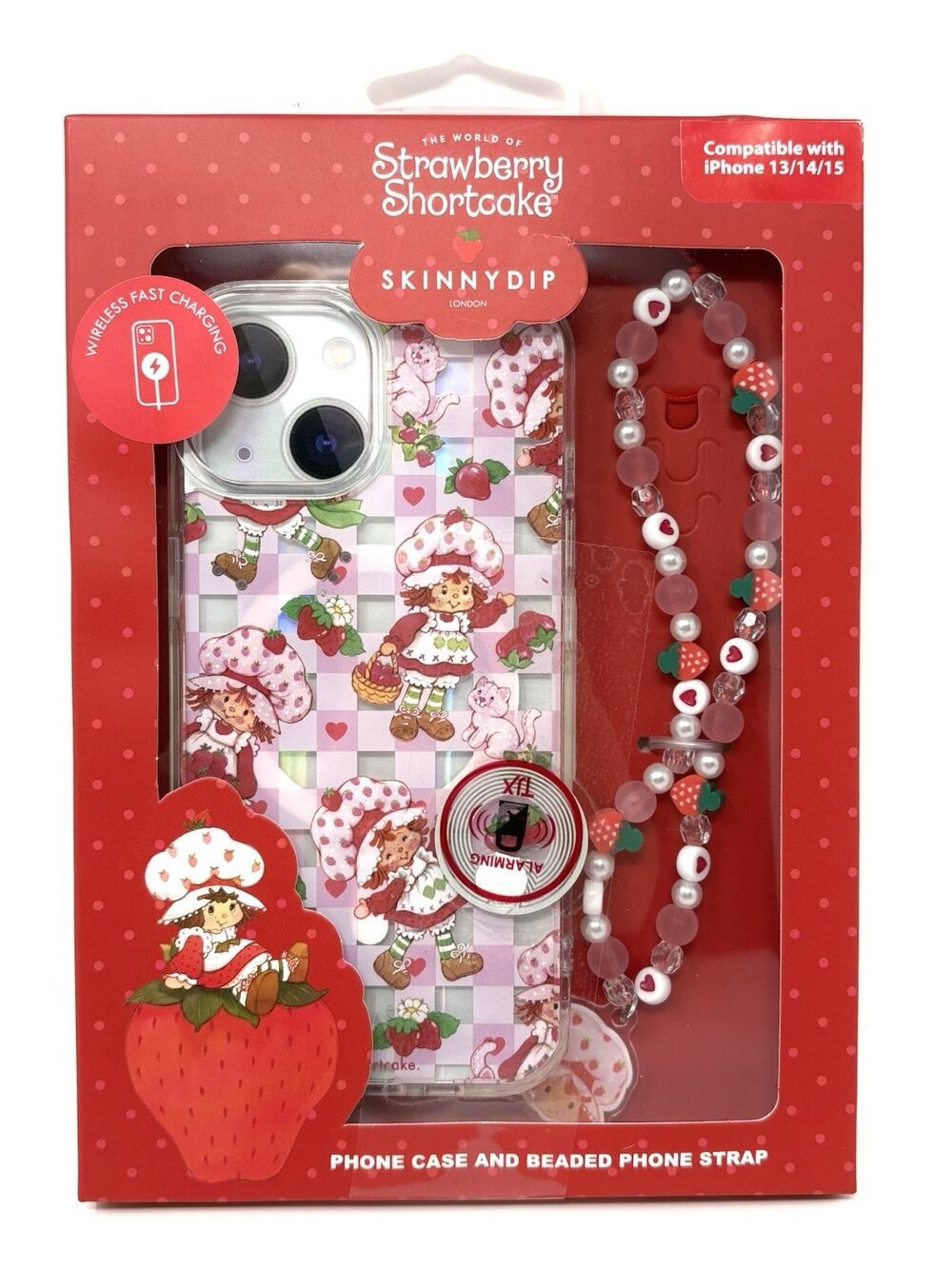 Strawberry Shortcake Skinny Dip iPhone 13 / 14 / 15 Case Beaded Strap